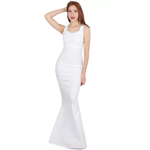 Dress the Population Sleeveless Raven Sequin Gown Dress White Women's Size M NWT - Picture 1 of 11